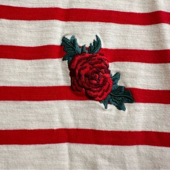 LEVI’S ROSE EMBROIDERED STRIPE 3/4 SLEEVE RELAXED FIT‎ SHIRT - Picture 7 of 11